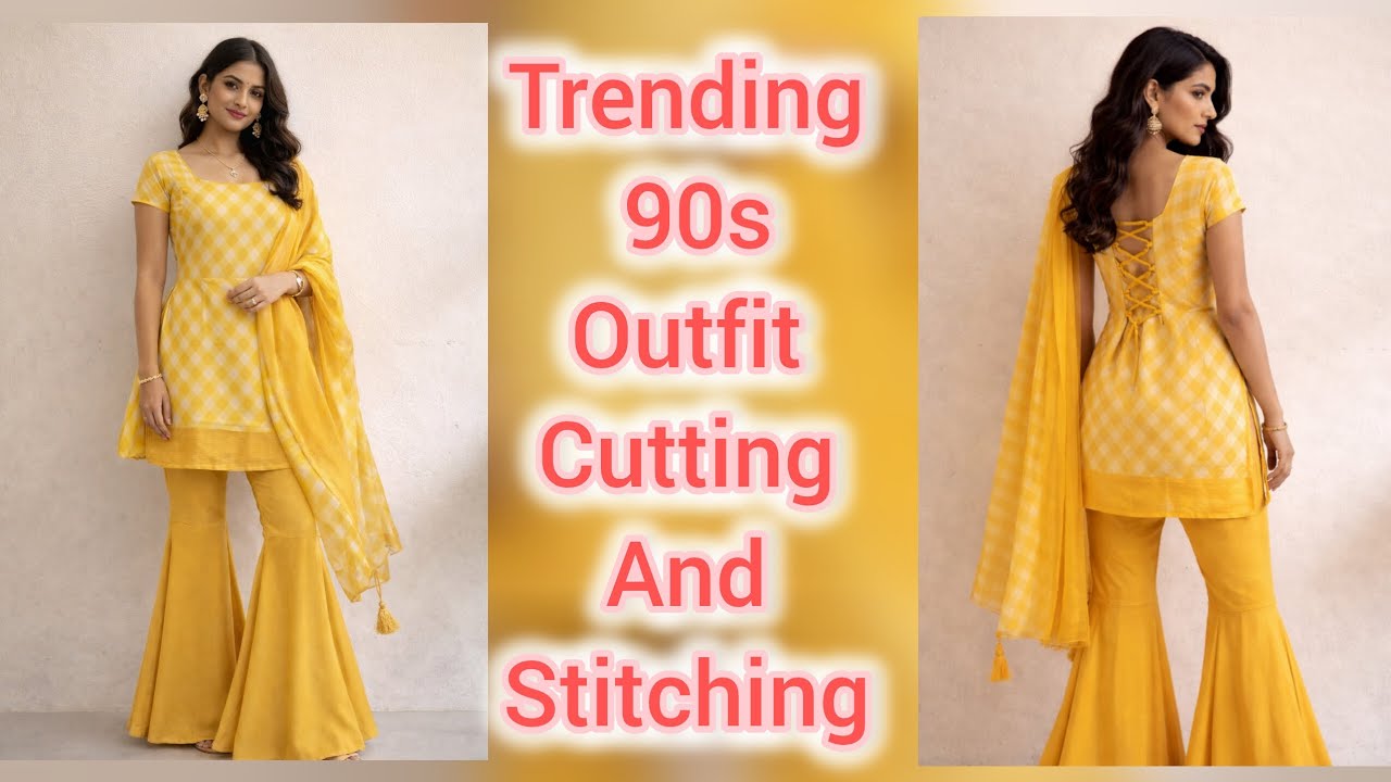 90’s Trending Yellow Co-Ord Set with Lace-Up Back Design 💛Retro 90’s Style Yellow