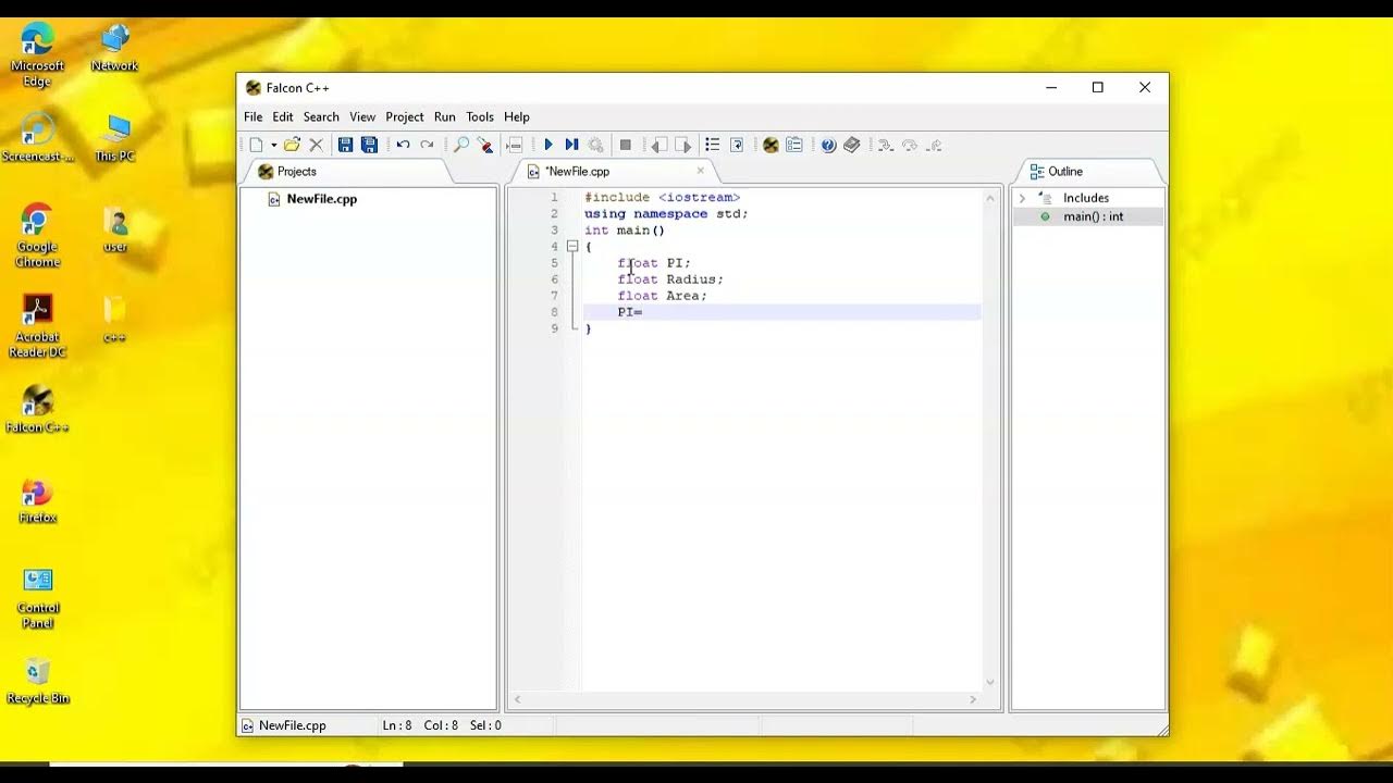 falcon c++ programming area of a circle - YouTube