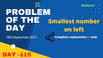 Smallest number on left | gfg POTD 19th September | Let