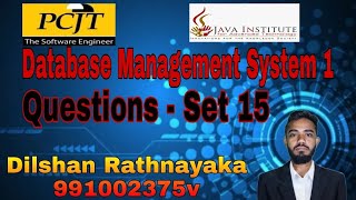 Question - Set 15 |Database Management System | java institute