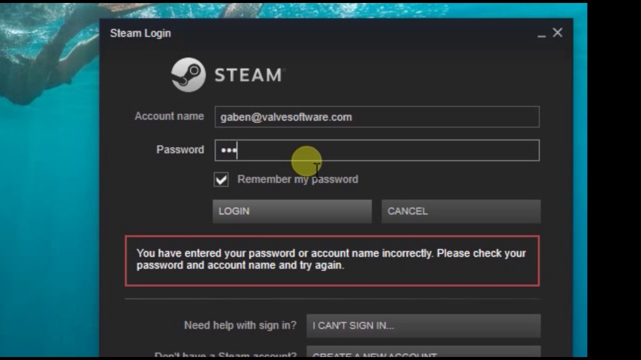 Trying to Login to Gaben Account 