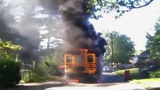 Driver saves 20 kids from burning school bus