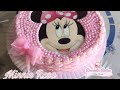 Confeitando bolo tema: Minnie Rosa