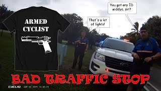 Cops speechless after stopping bicyclist for t-shirt: "Armed Cyclicst"
