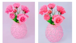 Easy flower vase making with baloon || vase decoration|| room decor || DIY