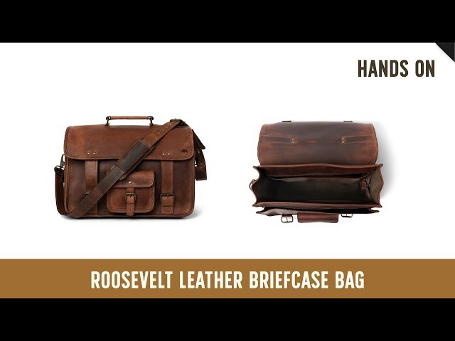 Roosevelt Buffalo Leather Briefcase, Dark Oak