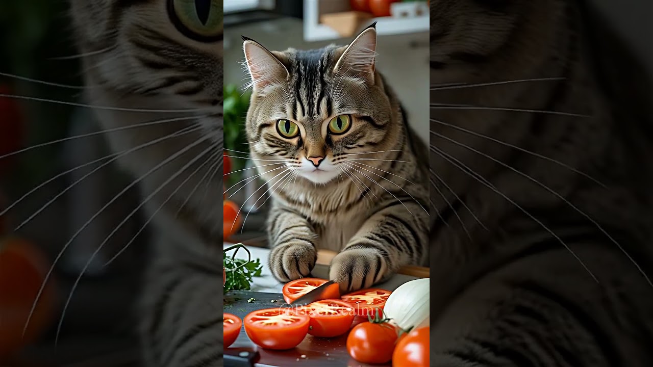 A Bright-Eyed Cat’s Cooking Adventure 🐾🍳 