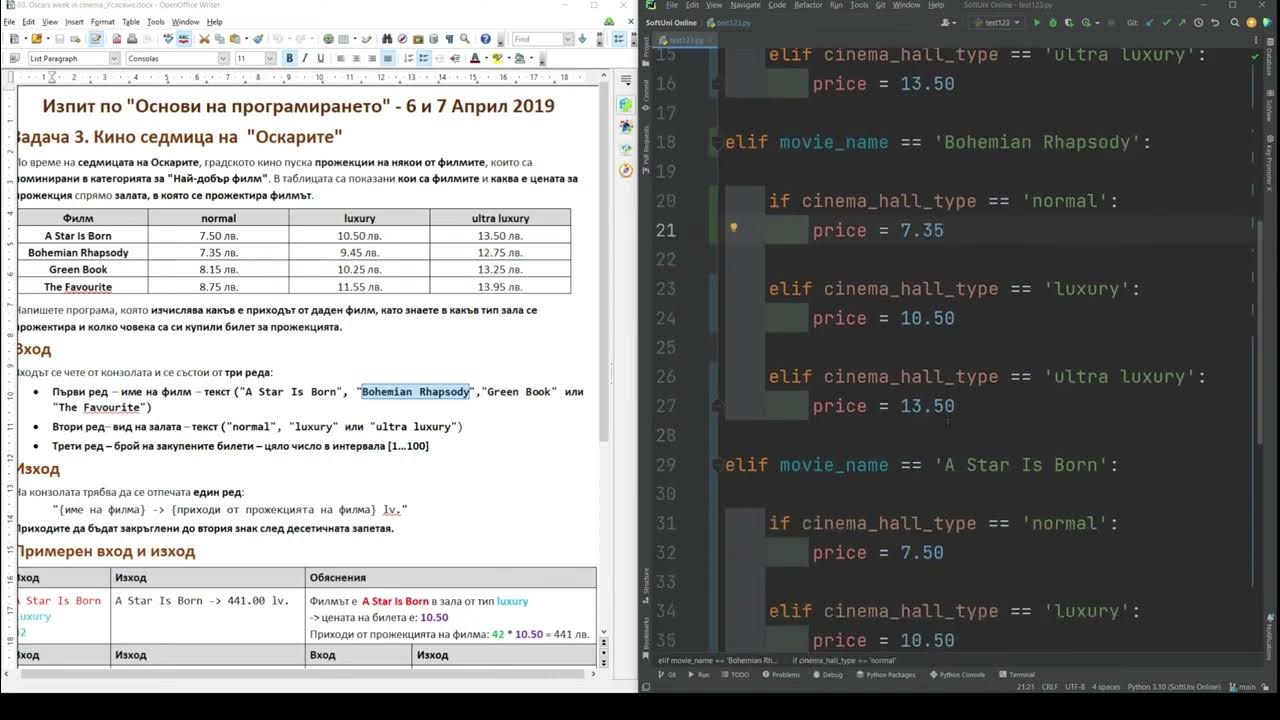 SoftUni Basics - 03. Oscars week in cinema - Programming Basics Online ...