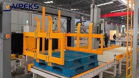 Automatic pallet dispenser with online wrapping machine for palletizing lines by VPEKS Automation