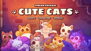 Cute Cats Twitch Overlay and Alerts Stream Package for OBS