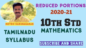 10th STD REDUCED PORTIONS FOR 2020-21 -Tamilnadu Syllabus