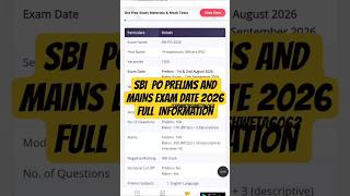 SBI PO PRELIMS & MAINS EXAM DATE 2026 |SBI PO KAISE APPLY KARE #sbi #sbipo #vacancy #govtjobs