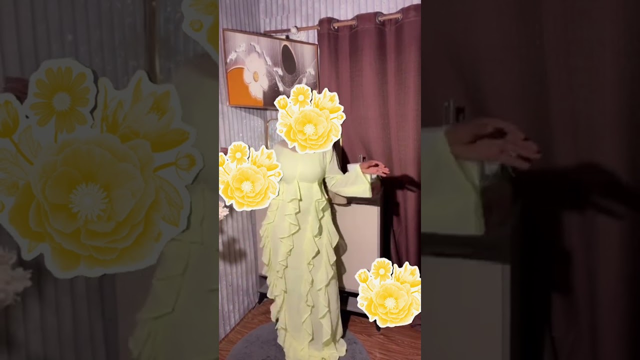 Robe Longue Jaune Chic À Volants Avec Ceinture