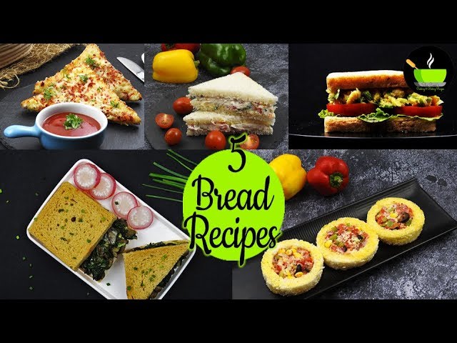 5 Easy Bread Snacks Recipes | Chilli Cheese Toast | Bread Canapes | Bread Recipes For Breafast | She Cooks