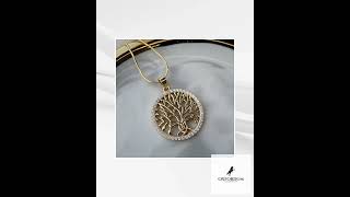 Liontin Berlian Emas Kuning 18k Pohon Kehidupan Celtic