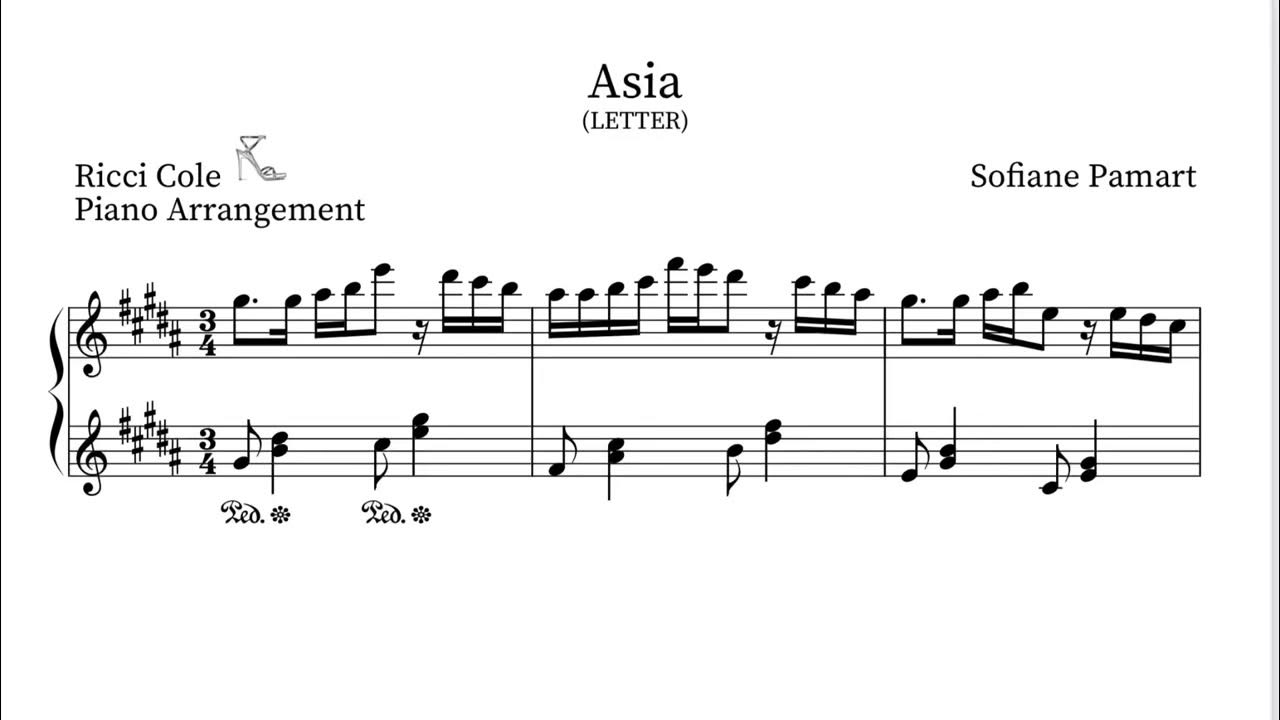 Asia Sofiane Pamart free piano sheet YouTube