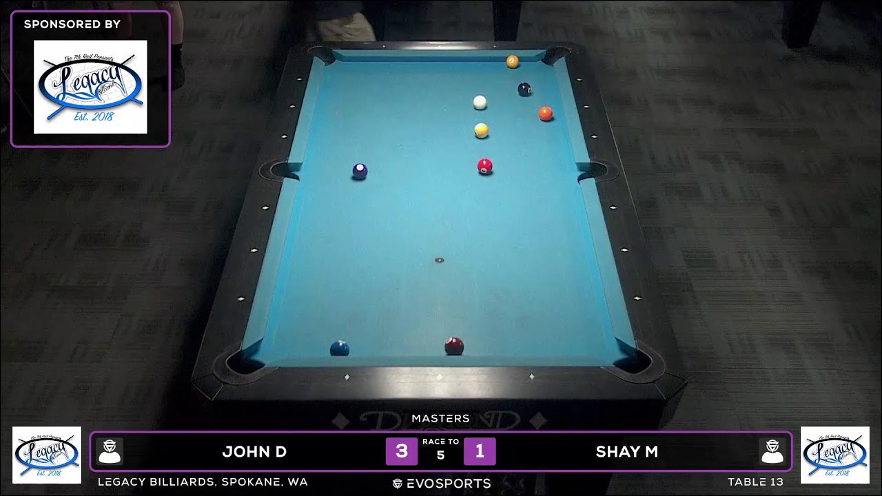 Image of video the JOHN D vs SHAY M - LEGACY BILLIARDS - TABLE 13 | EvoSports 12