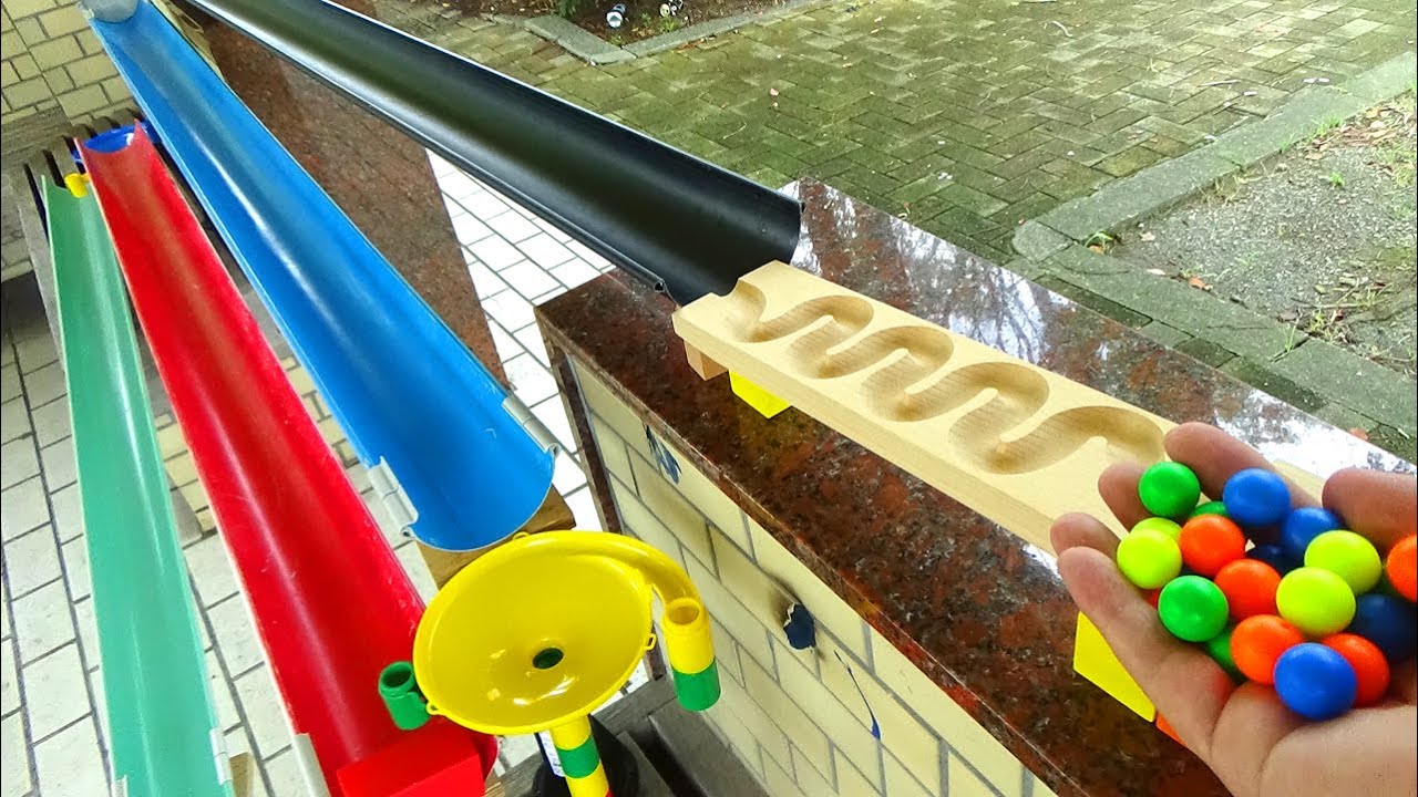 Marble run☆HABA slope & colorful rain gutter zigzag course YouTube