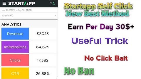 Startapp self click trick 2021||Startapp earning