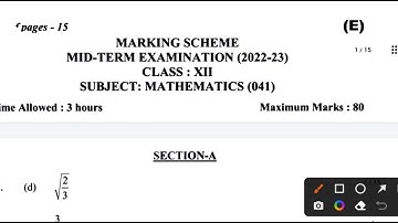 class 12th maths paper solution/answer key / 2022-23 mid term exam ll maths question paper class12