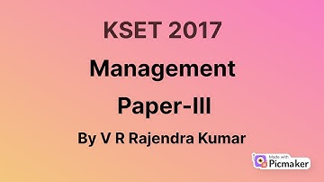 KSET 2017 MANAGEMENT PAPER-III BY V R RAJENDRA KUMAR