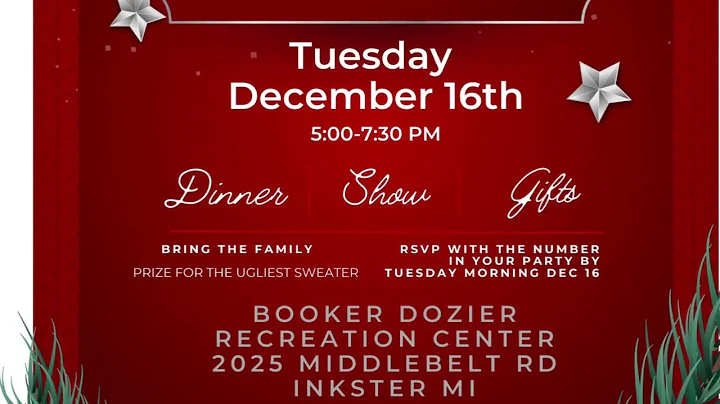 (Tuesday), December 16th • 5-7:30PM—WE RISE CHRISTMAS AT BOOKER DOZIER REC CENTER—2025 MIDDLEBELT RD