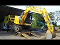 Mini Excavator Sumitomo SH75X-3B Mini Excavator Working And Transported With Mini Self Loader Truck