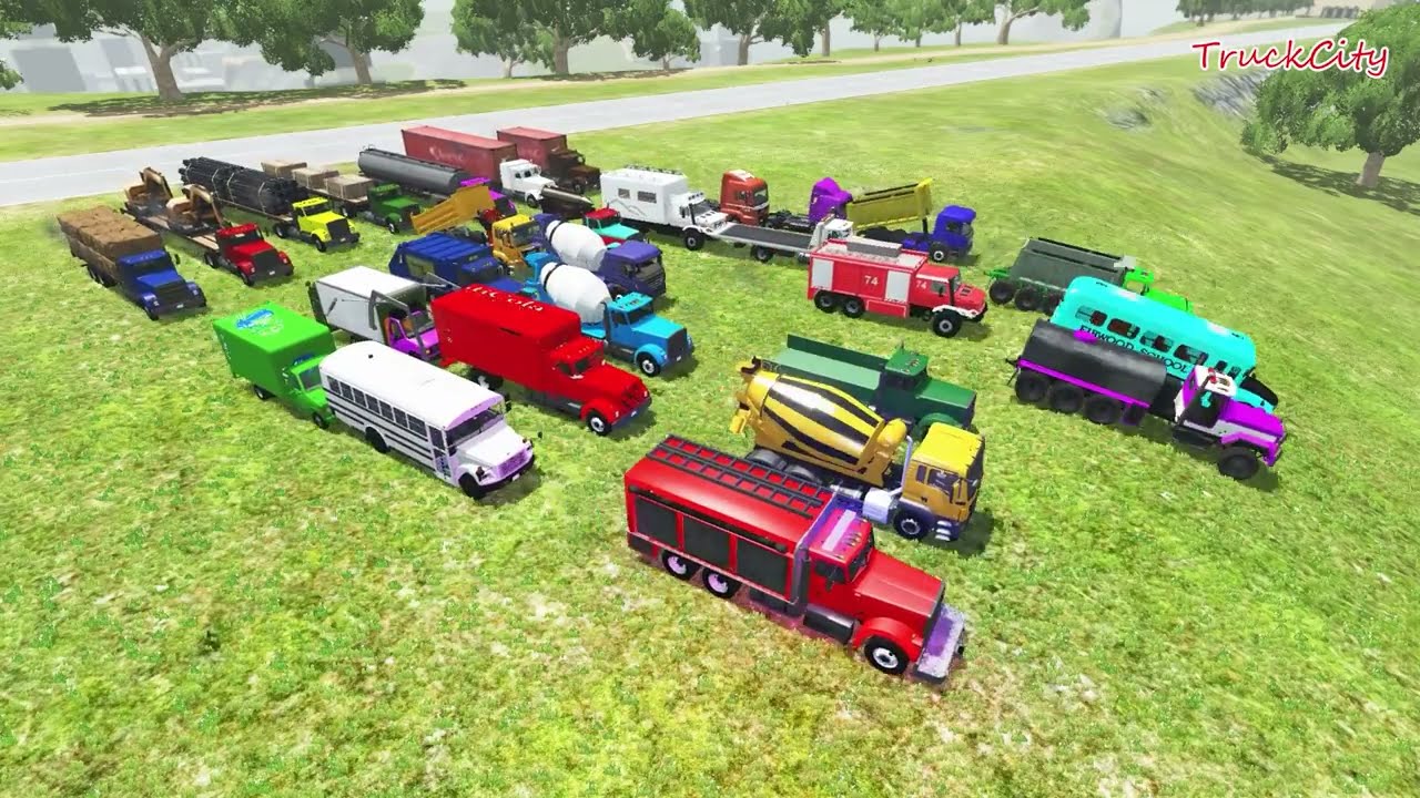 18 Container truck crash, xe trộn bê tông, xe container, xe cứu hoả, xe rác, xe buýt #18