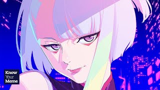 Cyberpunk: Edgerunners, cyberpunk, anime girls, Lucyna Kushinada (Cyberpunk:  Edgerunners), Moon, fan art