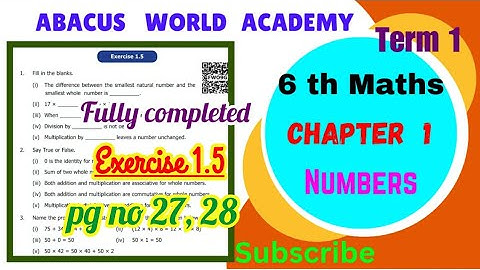 6th Maths Term 1 Exercise 1.5 chapter 1Numbers fully completed pg no 27,28#abacusworldacademy