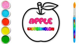 ( Fruits ) Apple Drawing Coloring For Kids - Drawing and Coloring / Akn Kids House