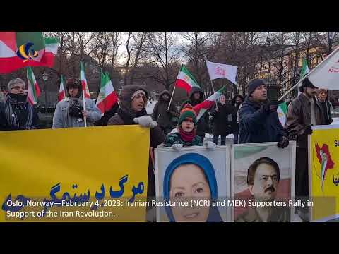 Oslo, Norway—February 4, 2023: Iranian Resistance Supporters Rally in Support of the Iran Revolution