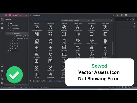 [ Solved ] Vector  asset icons not showing in android studio (Material Icons)