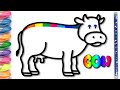 Cow Drawing and Glitter Coloring | Akn Kids House