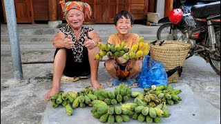 Harvesting bananas to sell, daily life of an orphan boy khai and an old woman. 🙏🙏🙏❤❤❤