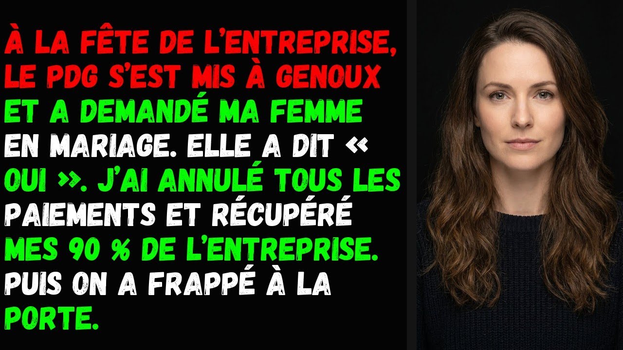 À la fête de l’entreprise, le PDG s’est mis à genoux et a demandé ma femme en mariage.