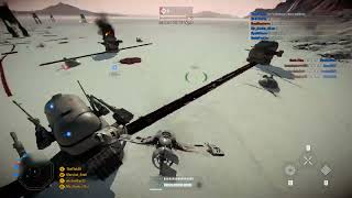 SWBF2 - Shooting down TIE Fighter with a ski speeder - Both AT-M6 Walkers destroyed