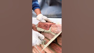 installation of red bricks in the process of building a house #construction #popular #viralshorts