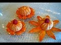 Украшения из фруктов и овощей: Цветы из мандаринов_Fruit carving: flower from mandarin