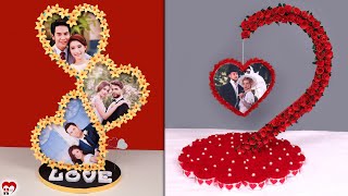 Love Couple!!.. DIY Paper Heart Photo frame Making At Home #DIYPaperCarft #HeartShowpiece