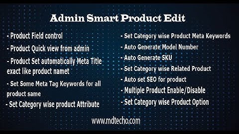 Admin Smart Product Edit Opencart By MD Techo