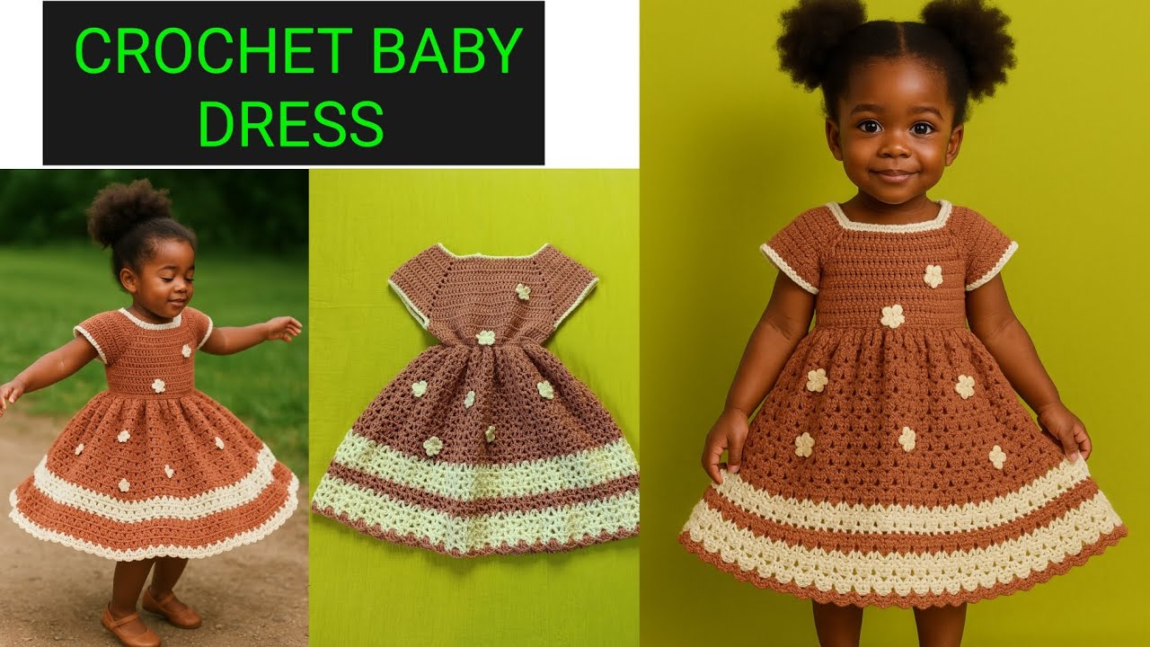 How to Crochet a Baby Girl Dress with Flower Embellishments | Adjustable to Any Size