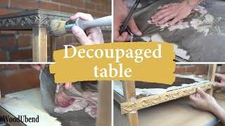 Decoupaged Table | amazing upcycle project with WoodUbend