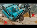 Shocking Farm Machine Accident! Harvester Suddenly Tilts While Moving Forward 😱🚜