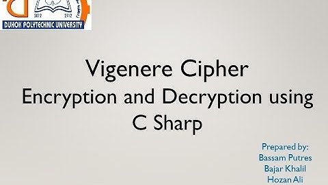 vigenere cipher encreption and decryption in C Sharp explained in Kurdish