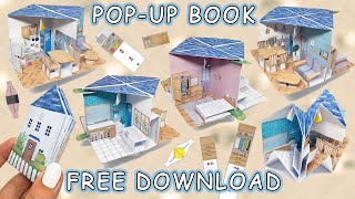 DIY tutorial pop up book miniature house - free paper craft materials - Canon Creative park