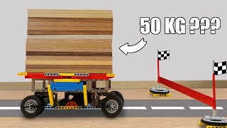 Driving FASTEST LEGO Car vs 50Kg Wooden - Experiments with Lego Technic 4K