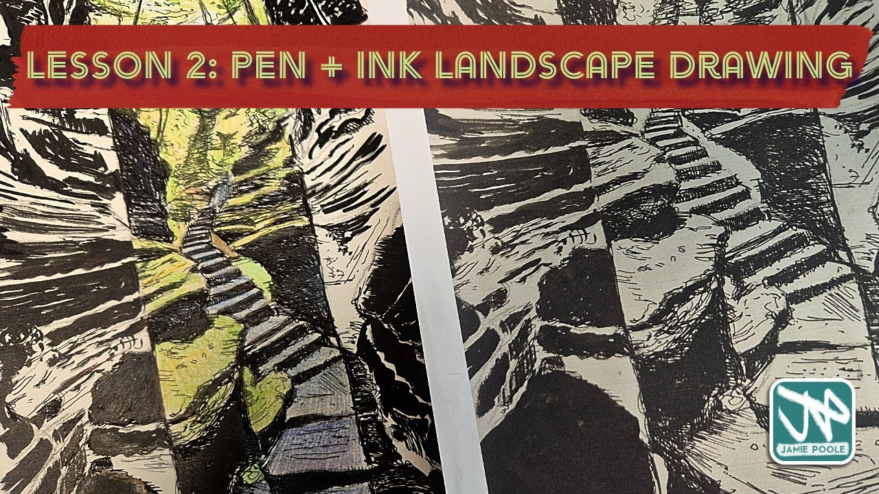 Lesson 2: Landscape Simplified in Ink and Pen - YouTube