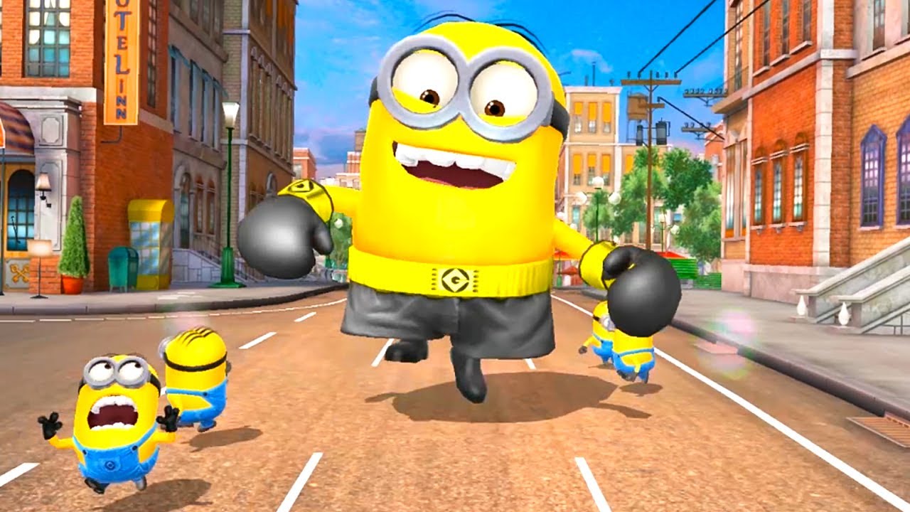 Boxer Minion in lvl 437, Slide under 60 obstacles in Downtown ! Minion