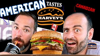 American tries Canadian BURGER Restaurant HARVEY'S